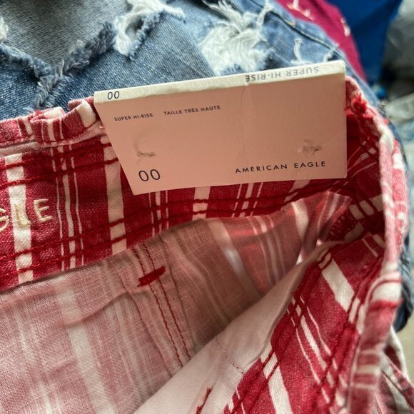 NEW American Eagle‎ Outfitters Striped Super Hi Rise Shorts Belt Womens Size 00 - Picture 5 of 7